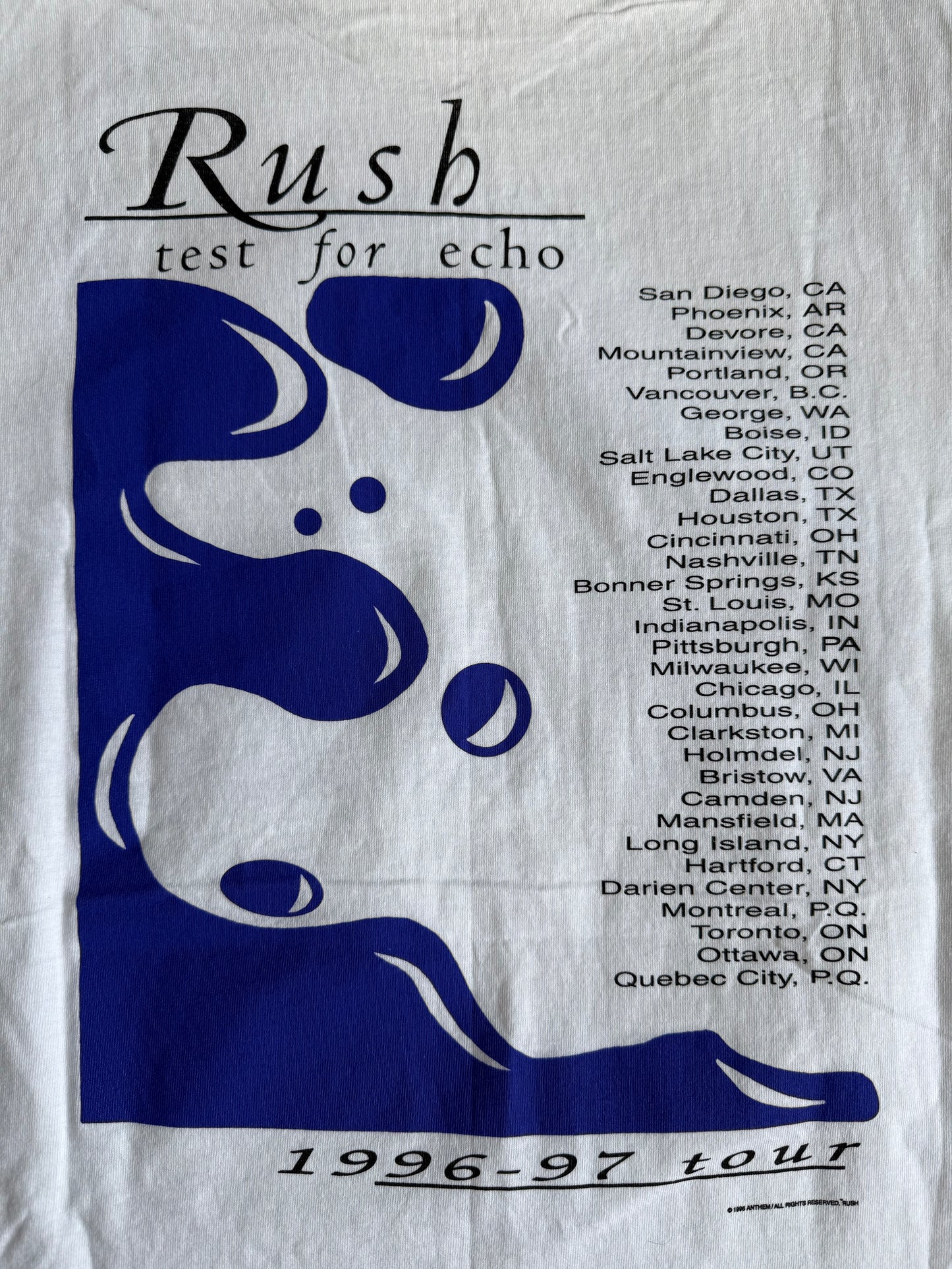 Rush Test for Echo 1996-97 Tour Tee (XL)